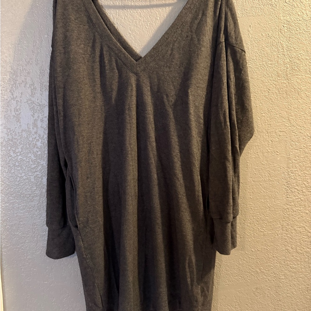 Socialite Charcoal V-Neck Tunic